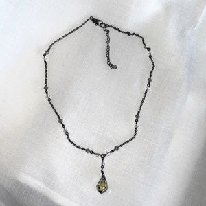 16” Smoky Black Crystal Bead and Chain Necklace